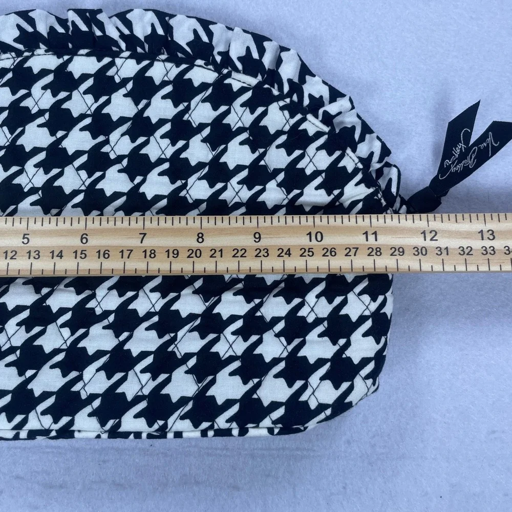Vera Bradley Houndstooth Quilted Cosmetic Bag Black White Ruffle Travel Pouch